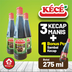 Kecap Manis KECE Botol 275 ml 3 Pcs + Bonus Sambal Kecap